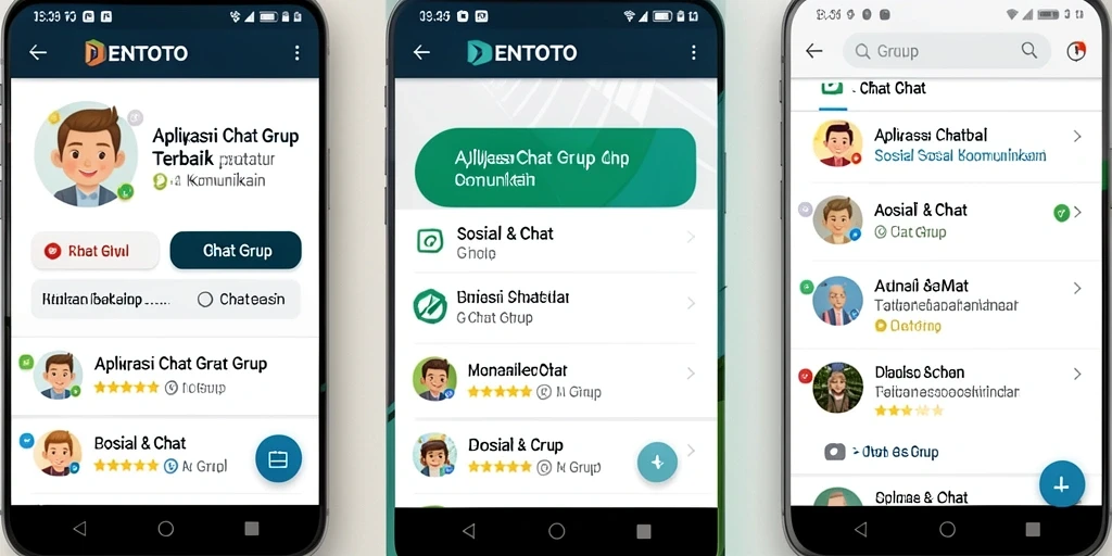 Tampilan antarmuka DENTOTO yang menarik dengan fitur Chat Grup yang mudah digunakan.