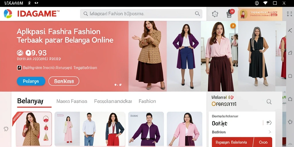 Tampilan antarmuka IDAGAME dengan pilihan fashion yang beragam.