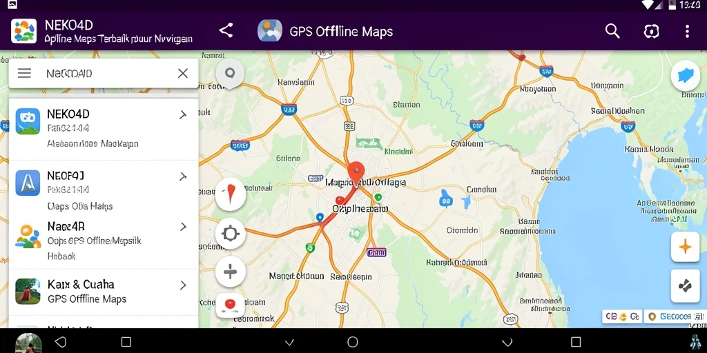 Tampilan antarmuka NEKO4D dengan peta GPS Offline.