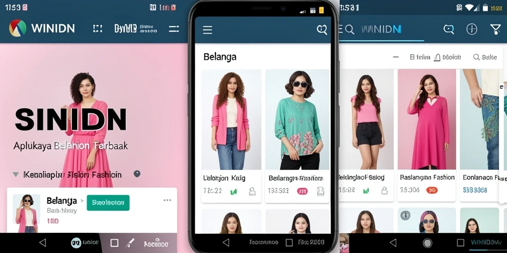 Antarmuka aplikasi WINIDN dengan pilihan fashion yang beragam.